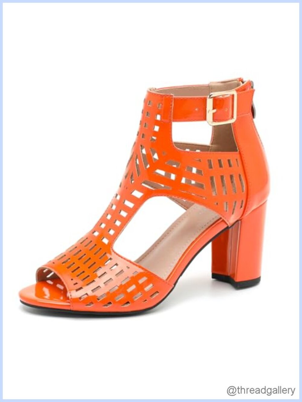 Women's Gladiator Sandals Strappy Hollow Out Chunky High Heels Open Toe Ankle